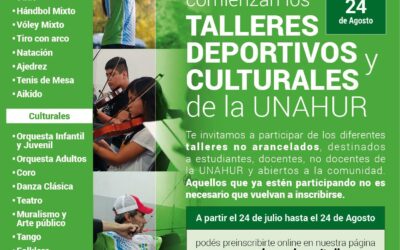 Comienza la inscripción para los talleres deportivos y culturales UNAHUR