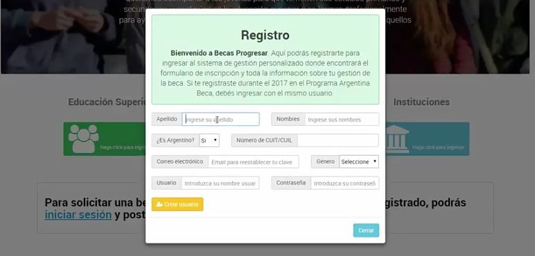 Ampliación de la inscripción para becarios de Progresar 2017